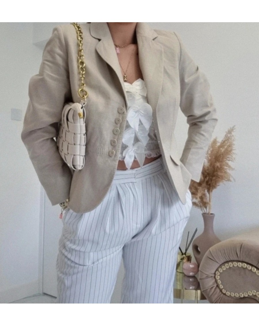 Marynarka beżowa na guziki M L