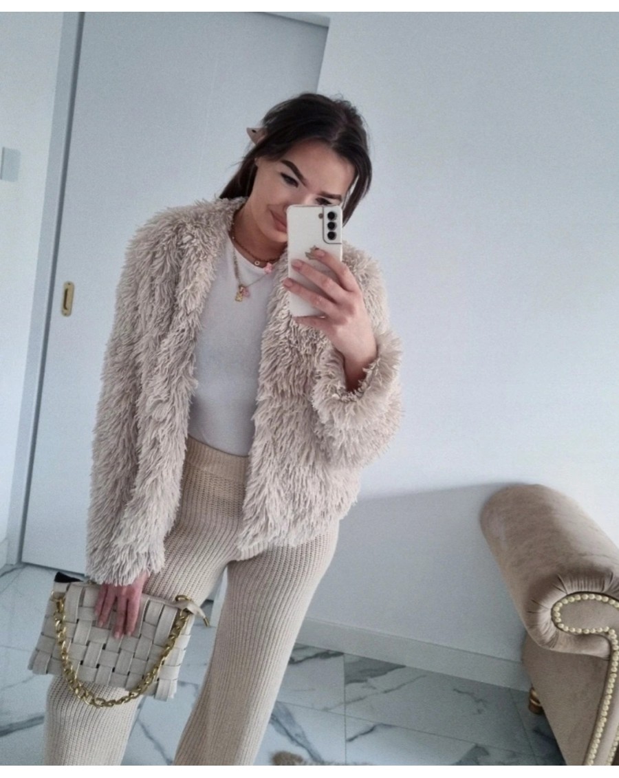 Beżowa kurtka futrzak Flattop S