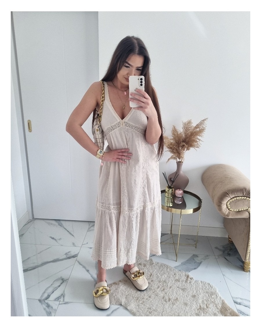 Sukienka maxi beżowa Lindex L